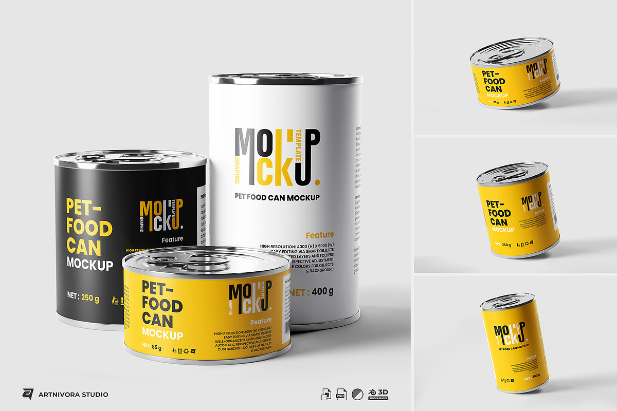 Pet Food Can Mockup, a Packaging Mockup by Artnivora.Std (Photo 1 of 5)
