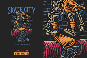 Skate City With Skateboard Vector