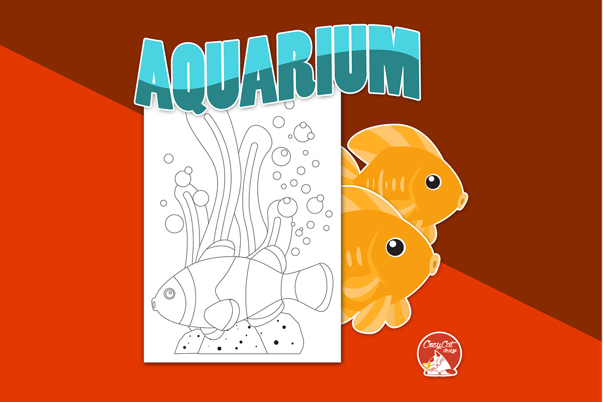 Aquarium Coloring Pages, an Education Illustration by Cozy Cat Design (Photo 6 of 7)