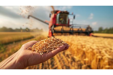 Hand Holding Grain in Front of, an Industrial Photo by CREATIVEDEF
