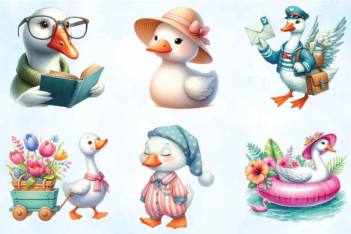 Cute Goose Clipart PNG, an Illustration by Craft Nest (Photo 3 of 5)