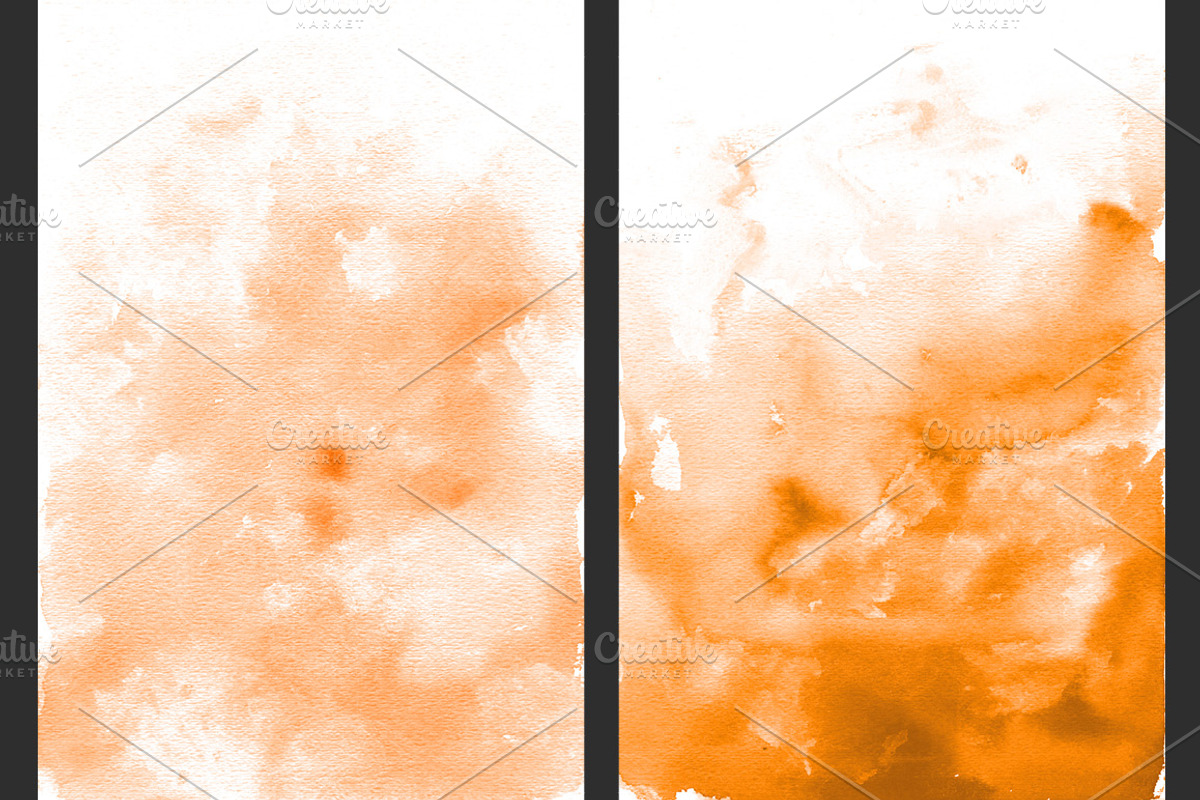 Orange Ombre Watercolor Backgrounds, a Texture Graphic by M. by mprintly (Photo 3 of 6)