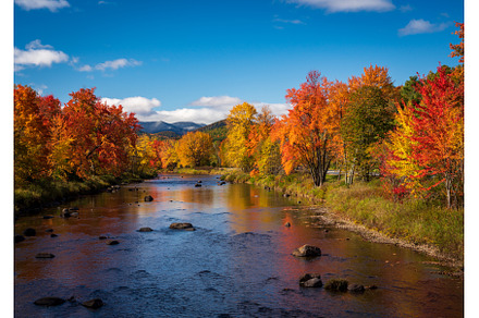 Saranac river flows through multi, a Nature Photo by Backyard Stock