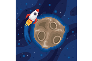 rocket and planet space, an Illustration by studiogstock