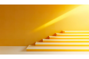 Yellow Stairs Ascending Against a, an Object Illustration by Lermont51