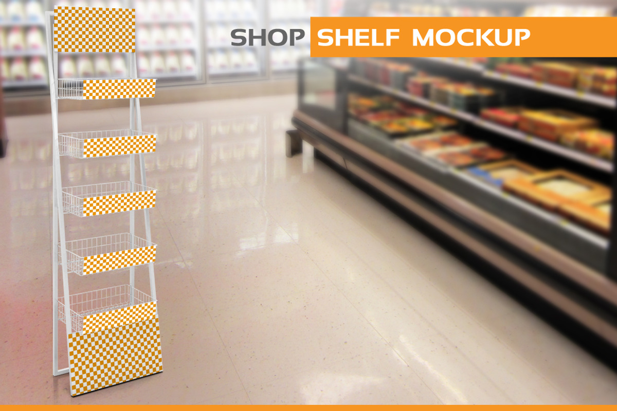 Shop Shelf Mockup PSD, a Merchandise Mockup by Plus Media (Photo 2 of 2)