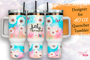 Just Breathe 40 oz Tumbler, a Graphic by TumblerArtDS