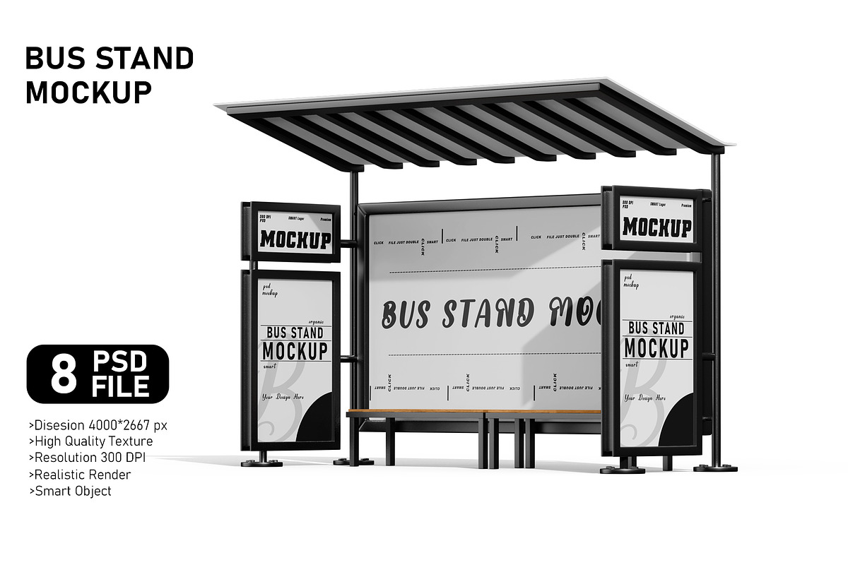 Bus Stop Billboard Mockup Set, an Advertising Mockup by pixelmock (Photo 1 of 11)