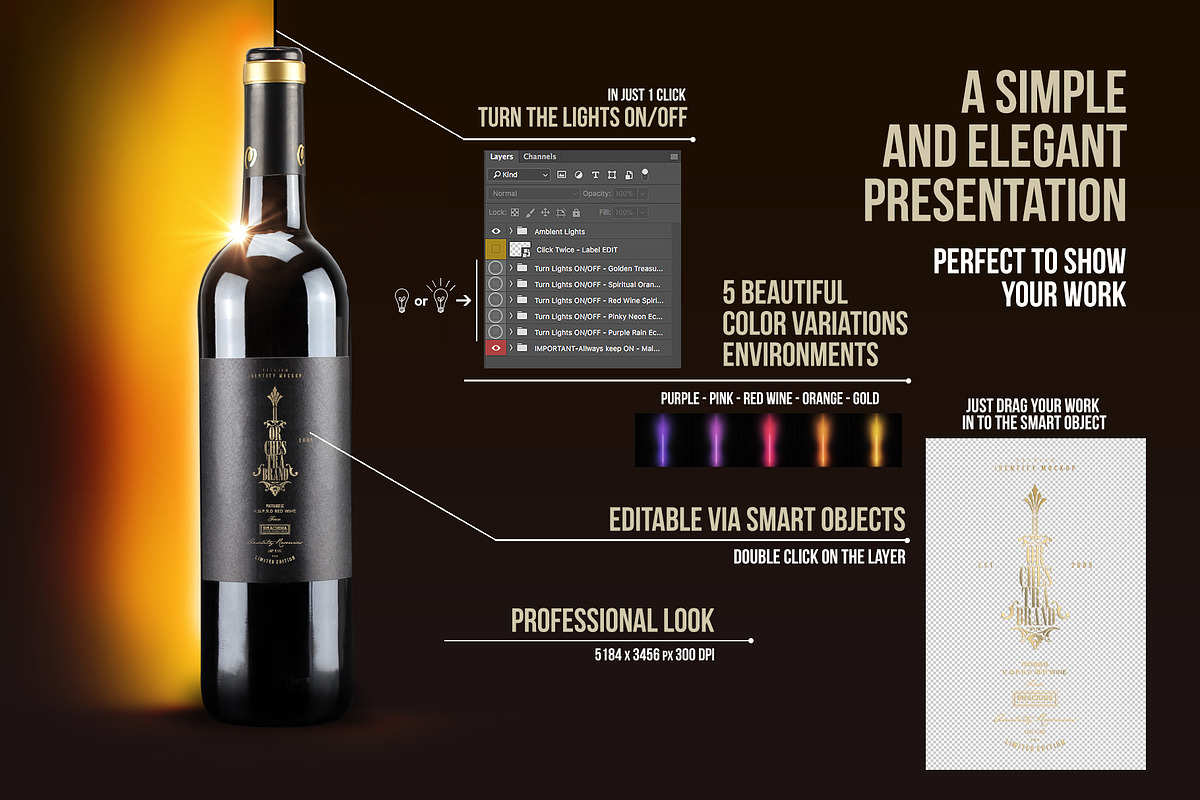 Red Wine Bottle Mockup N1955, a Product Mockup by BMACHINA Labs. (Photo 8 of 8)