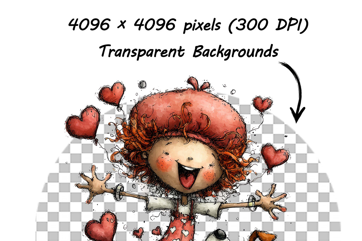 Whimsical Girl and Dog Love Clipart, an Illustration by one-touch (Photo 13 of 18)