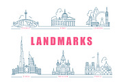 Famous landmarks. Line style icons, an Illustration by popcic (Thumbnail 1 of 5)