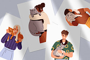 Happy people with cute cats set, an Animal Illustration by Good Studio (Thumbnail 5 of 5)