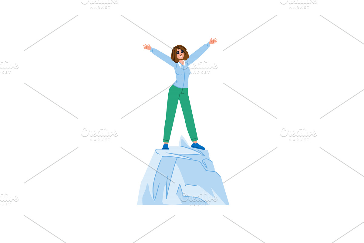 Businesswoman celebrating success on, a Person Illustration by pikepicture
