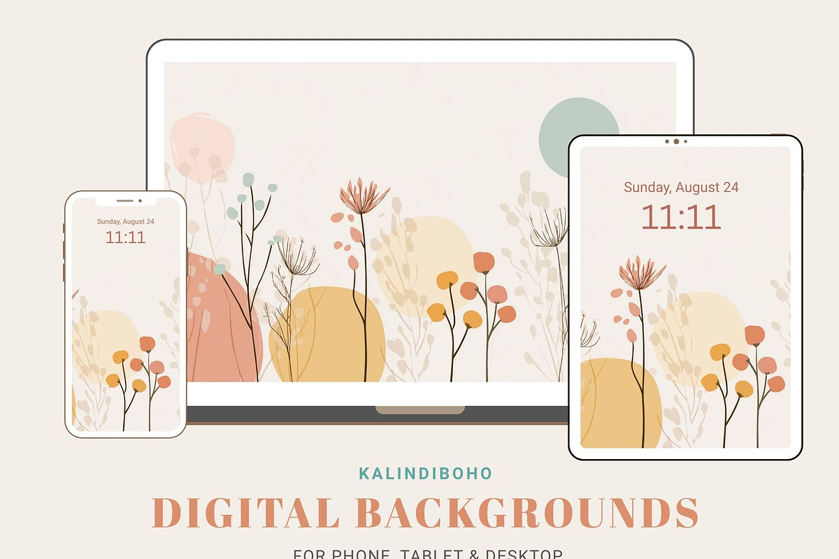 Pastel Vase and  Plant Wallpaper Set, a Graphic by Kalindiprints (Photo 5 of 5)