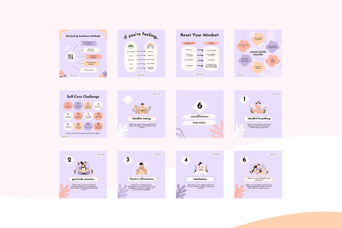 50 Mental Health Instagram Posts, a Social Media Template by Adored Templates (Photo 9 of 10)