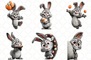 Whimsical Easter Bunny Rabbit Clipar, an Illustration by Black Bird Studio (Thumbnail 4 of 6)