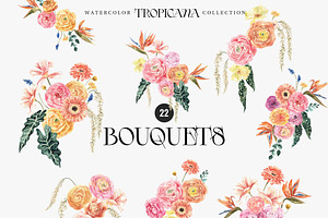 Tropicana Watercolor Exotic Flowers