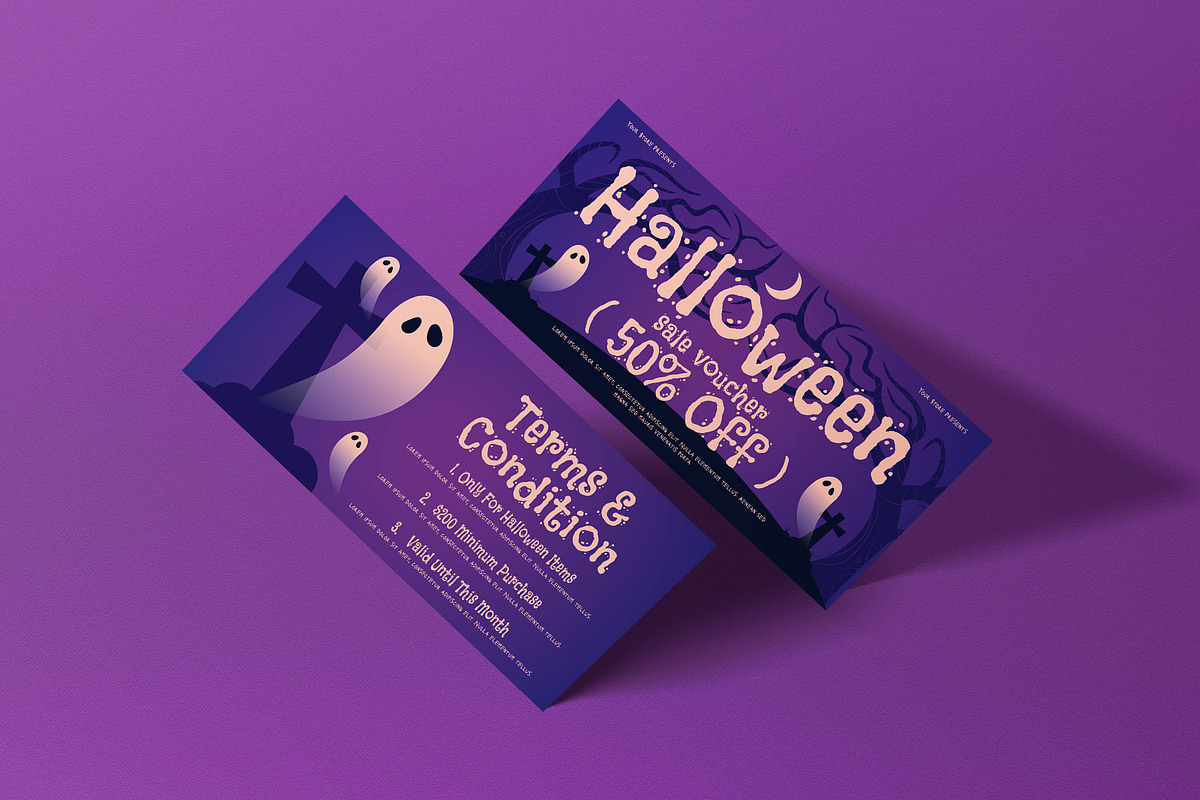 Purple Grunge Halloween Sale Voucher, a Card Template by graphicook (Photo 3 of 3)