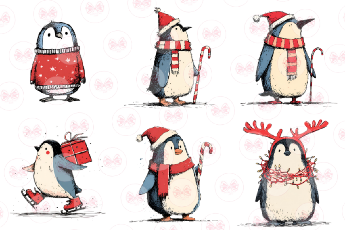 Christmas Penguin Clipart, an Illustration by Markicha Art (Photo 5 of 6)