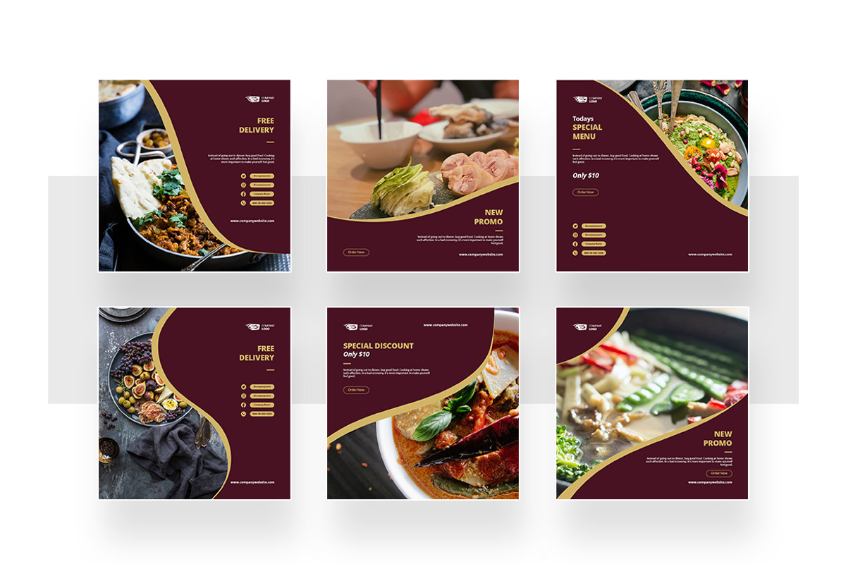Restaurant Instagram Template, a Social Media Template by peterdraw (Photo 2 of 6)