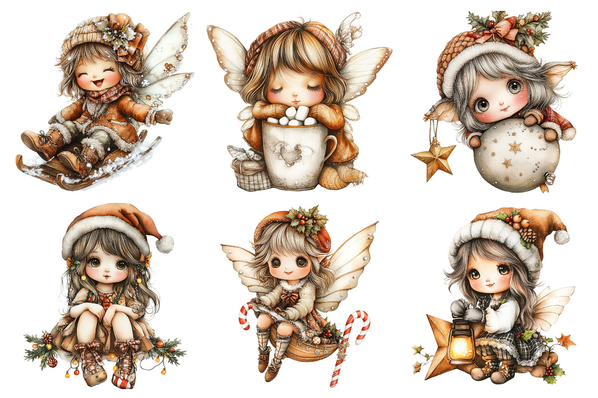 Christmas Whimsical Fairy Clipart, an Illustration by Daily.Designs (Photo 5 of 5)