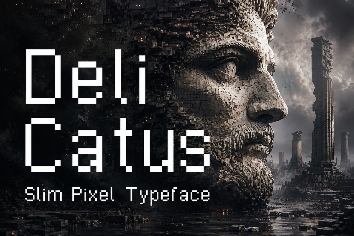 Delicatus - Slim Pixel Typeface, a Sans Serif Font by HipFonts (Photo 1 of 6)