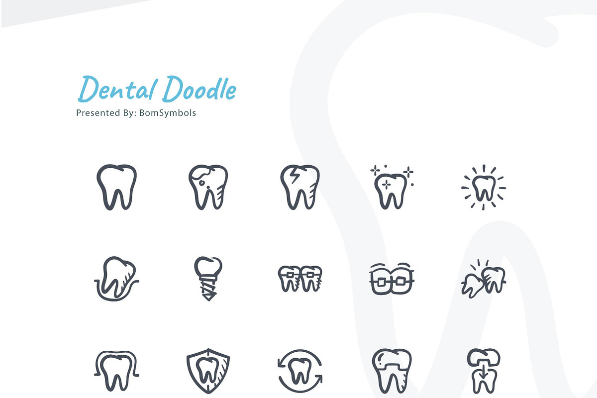 Dental Doodle Outline, an Outline Icon by BomSymbols (Photo 4 of 4)