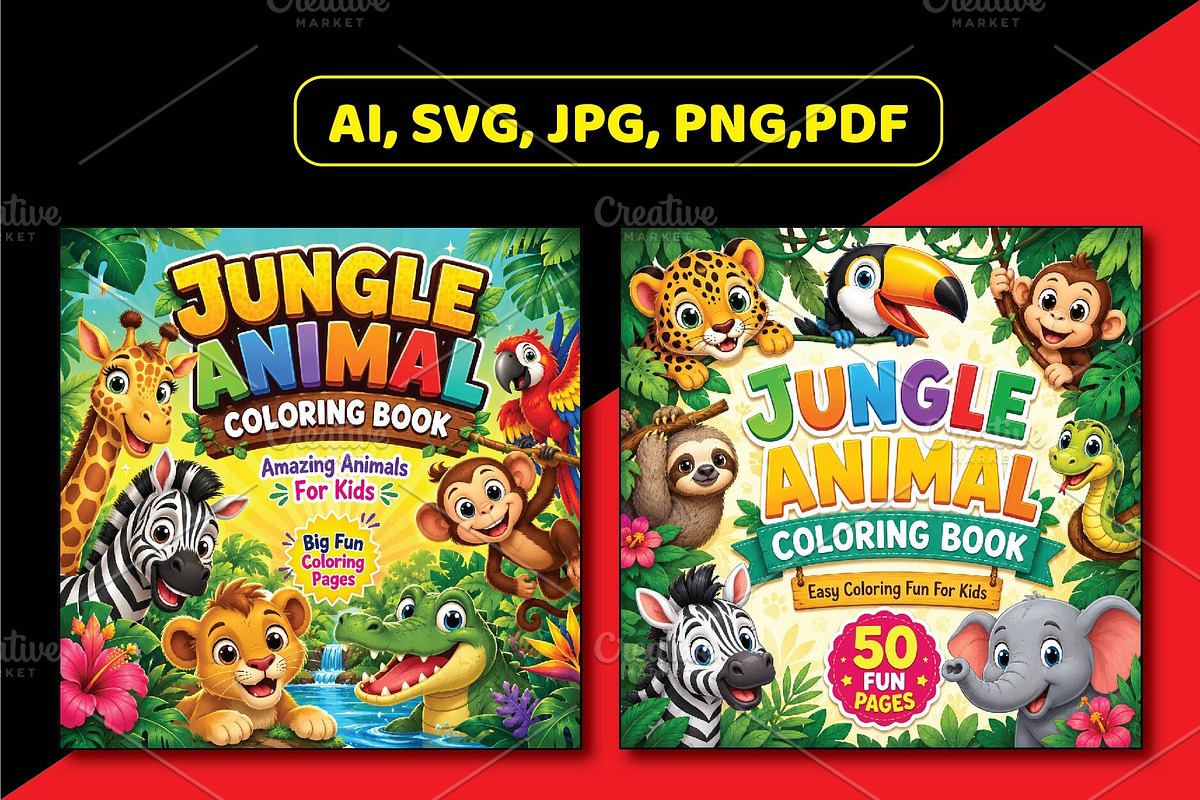 Jungle Animal Coloring Book for Kids, an Animal Illustration by Akrinity Digital (Photo 3 of 6)