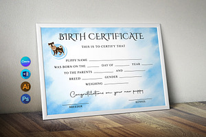 Puppy Birth Certificate, a Stationery Template by DesignDevisers
