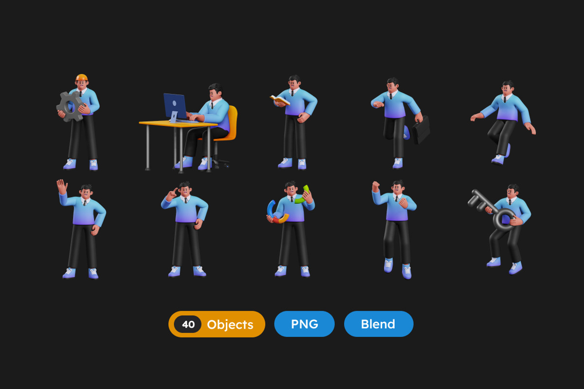 Work Activity 3D Characters, a Person Illustration by Rakata Studio (Photo 4 of 4)