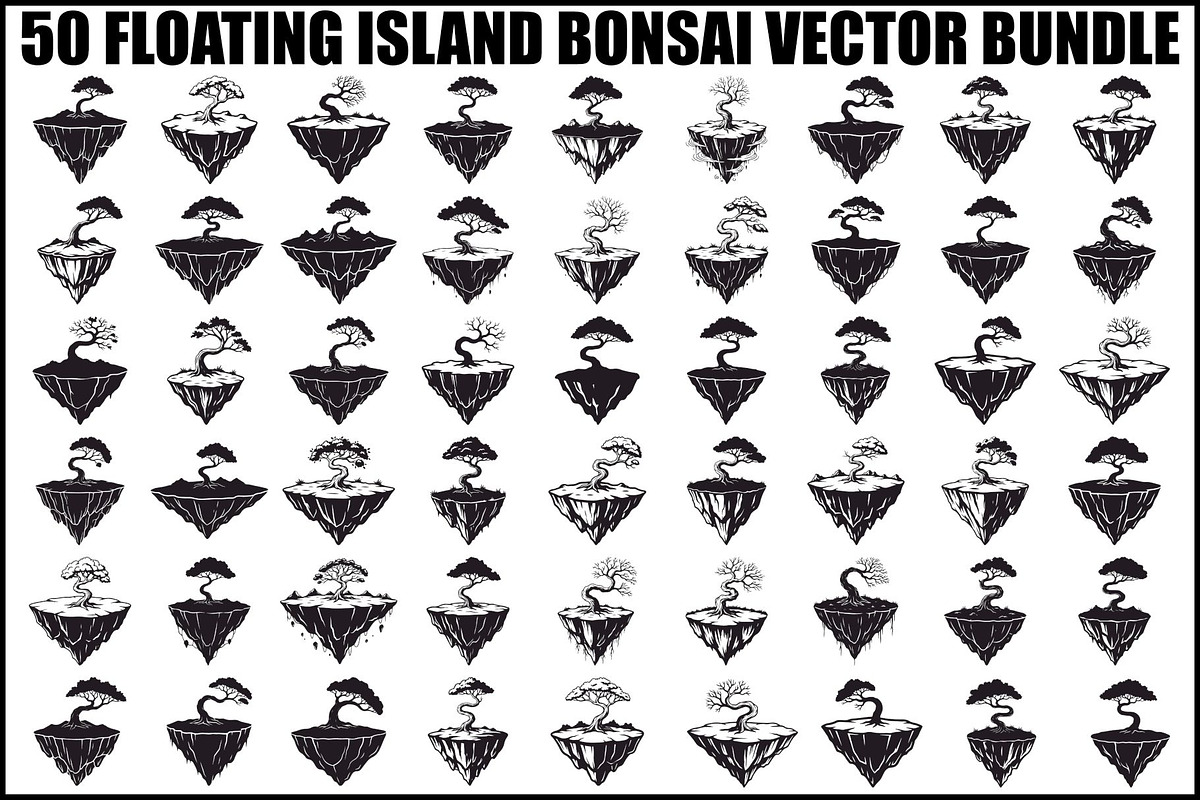 50 Floating Island Bonsai Vector Bun, an Illustration by Designs_River (Photo 1 of 51)