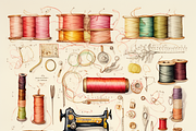 Vintage Sewing Thread and Needle, a Background Graphic by Printable Treasure (Thumbnail 3 of 6)