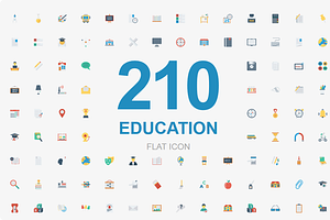 210 Education Flat icons
