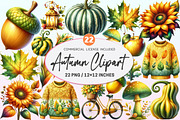Yellow & Green Autumn Clipart PNG, a Graphic by CitraGraphics (Thumbnail 1 of 4)