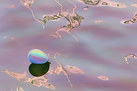 Balloon on a Lake Colorful Drawing
