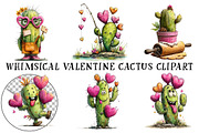 Whimsical Valentine Cactus Clipart, an Illustration by OK Design (Thumbnail 2 of 6)