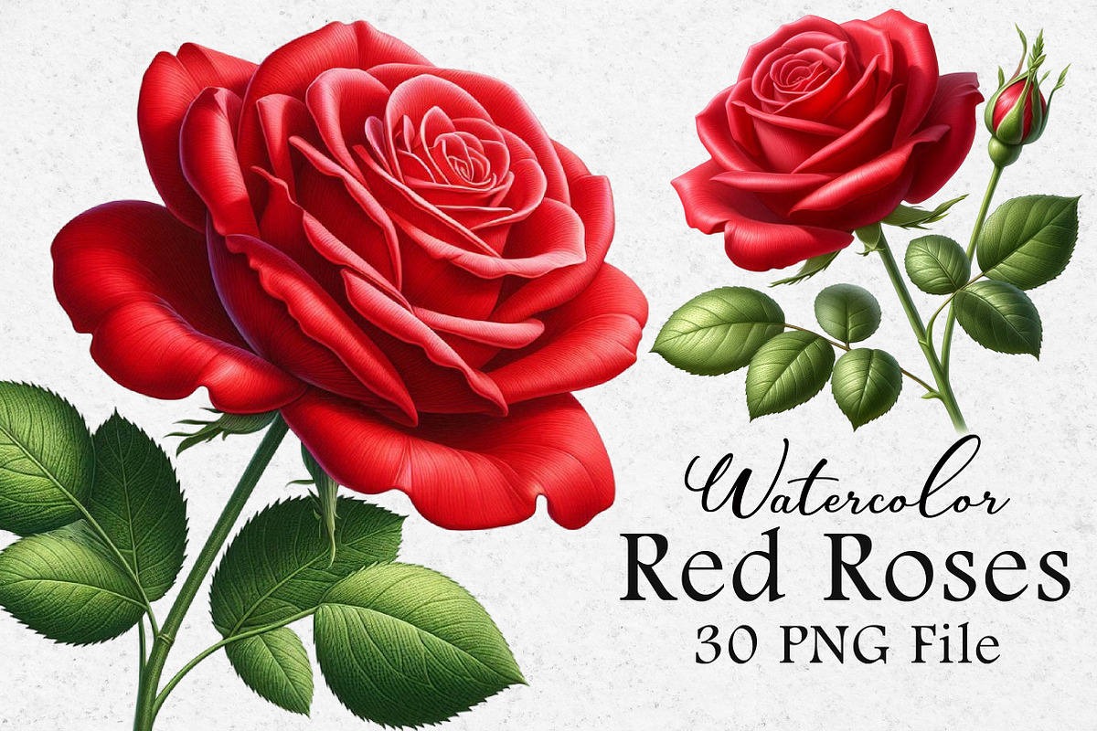 Watercolor Rose Flower Clipart, an Illustration by Dream Creation (Photo 1 of 6)