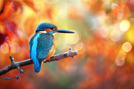 A beautiful kingfisher sits on a bra, a Photo by Tanuart