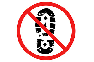 Shoe print in prohibition sign. Boot, an Object Illustration by Vectorbuum