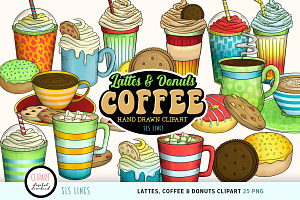 Coffee, Tea & Donut Clipart