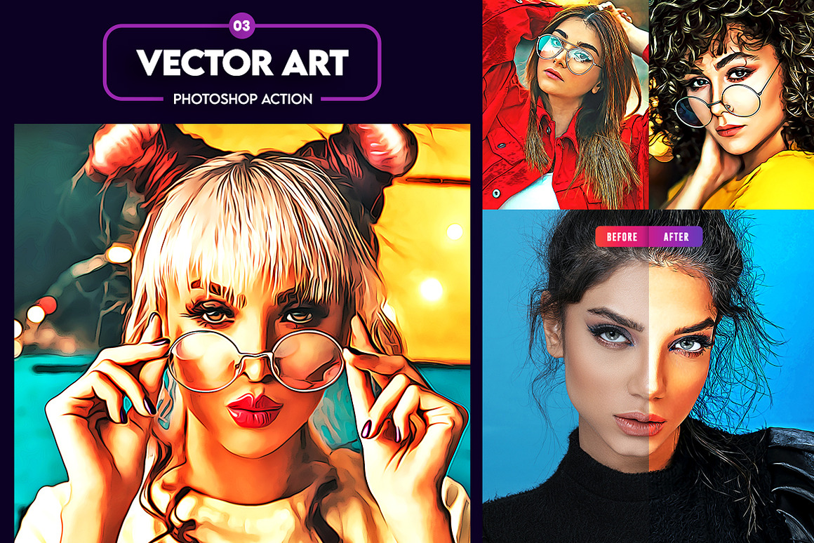 4in1 Cartoon & Vector Art Ps Action, an Action Add-On by ridvanpars (Photo 4 of 9)