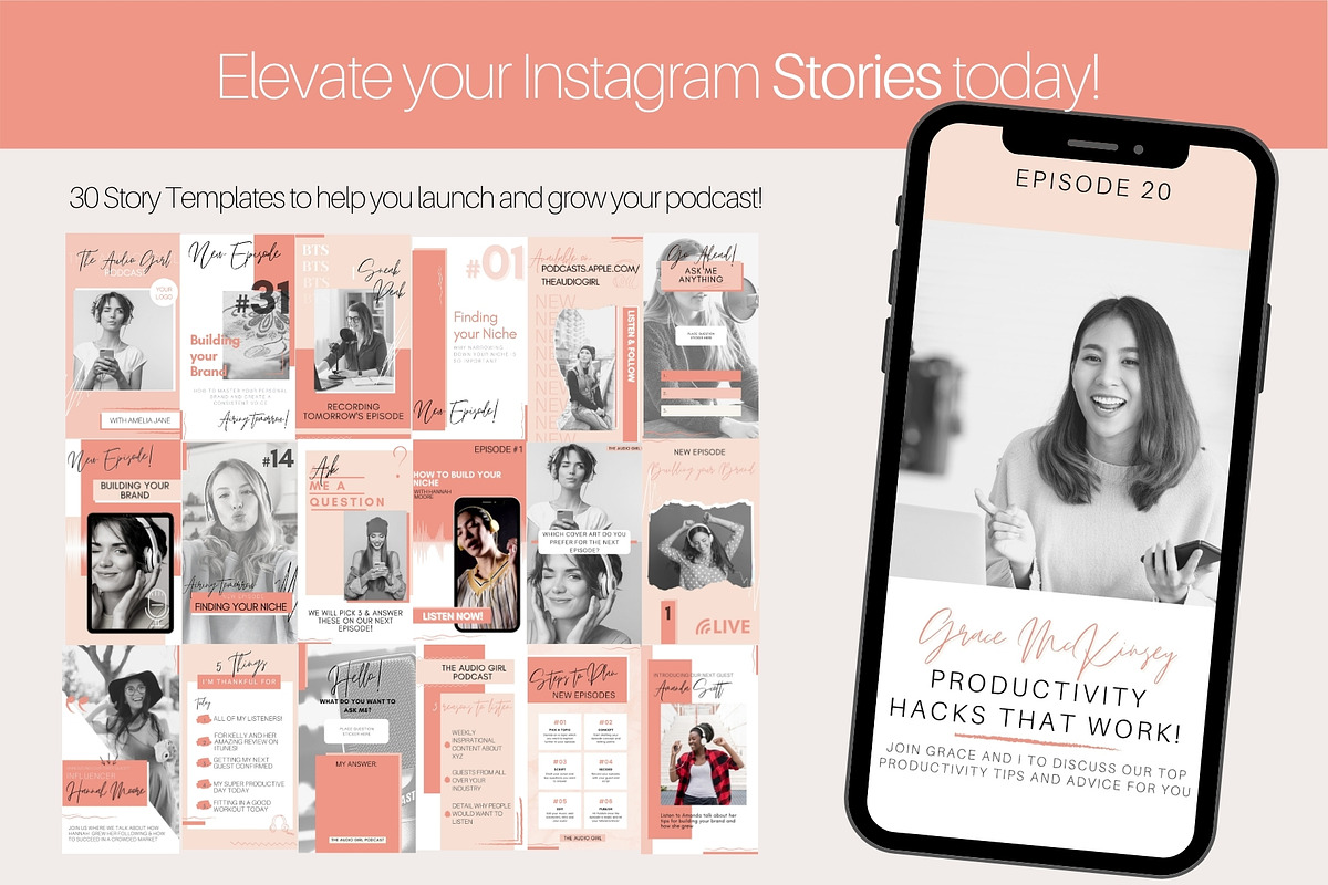 50 Podcast Instagram Template BUNDLE, a Social Media Template by Templatables (Photo 8 of 12)