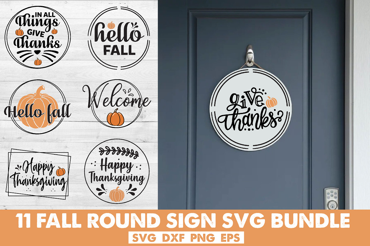 Fall Round Sign Svg Bundle, a Seasonal Illustration by Libby Wishes (Photo 1 of 11)