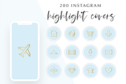 200 Instagram Story Highlight Icons, a Social Media Template by Blog&Glow (Thumbnail 1 of 4)