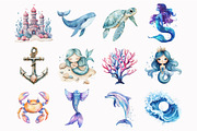 Watercolor Magical Mermaid Clipart, an Illustration by Design Market (Thumbnail 4 of 4)