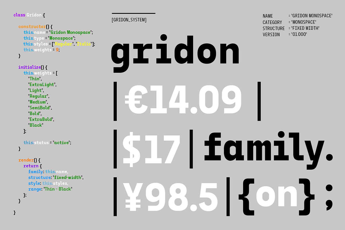 Gridon - Geometric Display Typeface, a Sans Serif Font by roomspace creative lab (Photo 2 of 10)