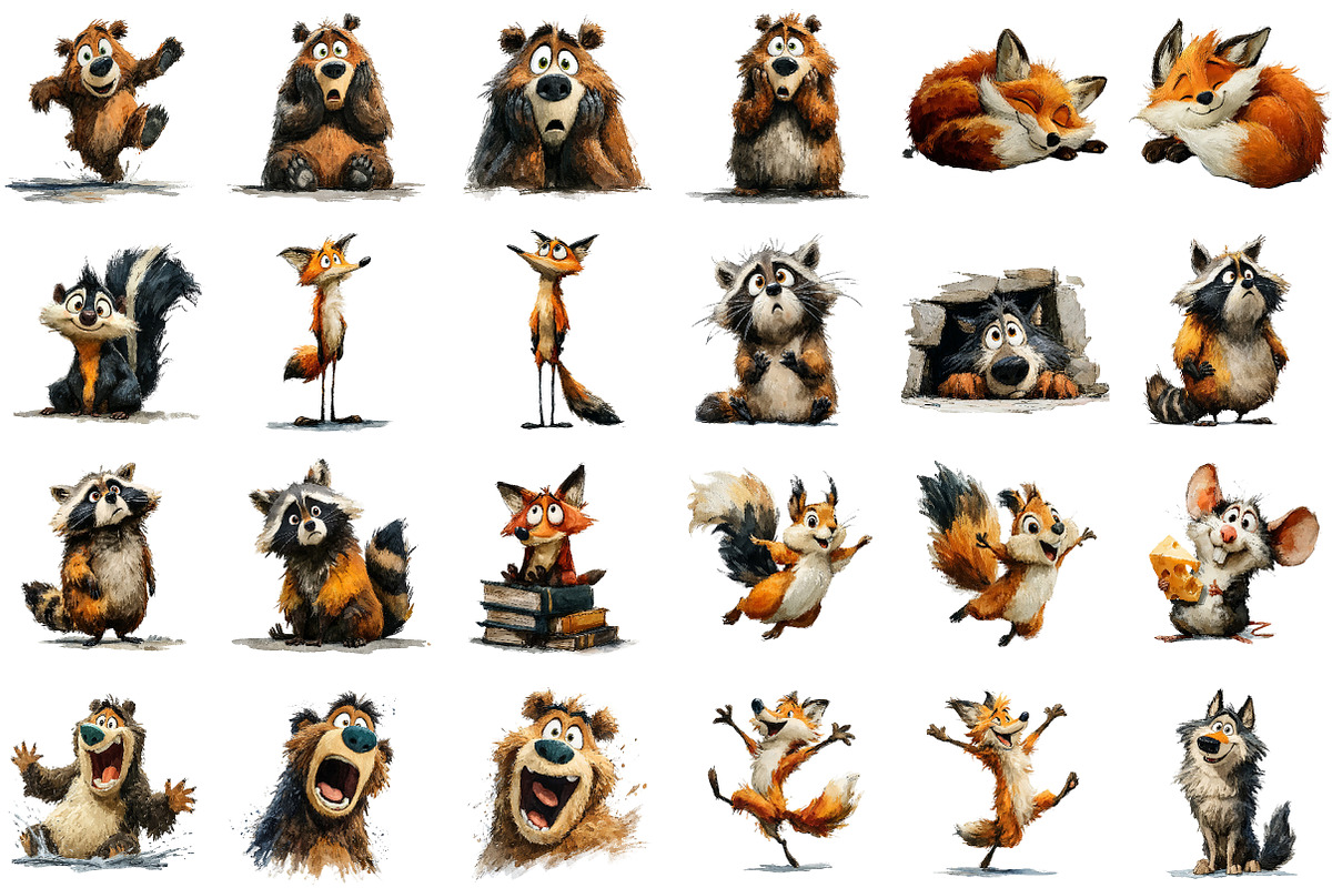 Quirky Woodland Animals PNG Clipart, an Illustration by Sublimation Artist (Photo 2 of 7)