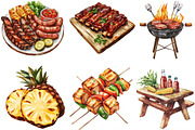 Watercolor Bbq Barbecue Clipart, an Illustration by Designking (Thumbnail 2 of 4)