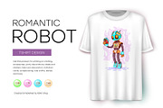 Romantic cartoon robot, Tshirt, PNG., an Animal Illustration by KENO Mascots (Thumbnail 5 of 6)