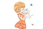 set with 32 cartoon girls-cute girls, an Animal Illustration by StudioLondon (Thumbnail 11 of 33)